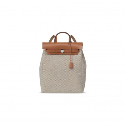 HERMÈS HERBAG A DOS ZIP BACKPACK CANVAS AND LEATHER H077782CKAB (38*29*11cm)